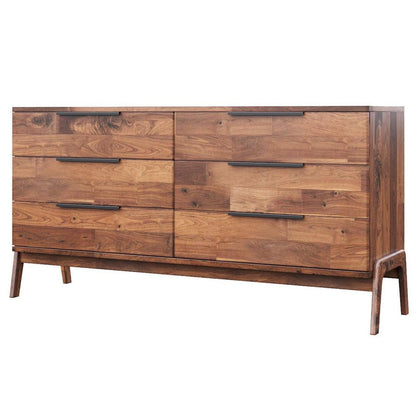 Natural Brown Solid Wood Frame Remix 6 Drawer Dresser - Sideboards and Things Accents_Natural, Brand_LH Imports, Color_Brown, Wood Species_Acacia