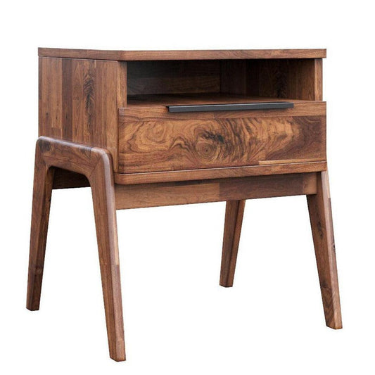 Natural Brown Solid Wood Frame Remix Nightstand - Sideboards and Things Accents_Natural, Brand_LH Imports, Color_Brown, Features_With Drawers, Features_With Shelves, Nightstands, Wood Species_Acacia