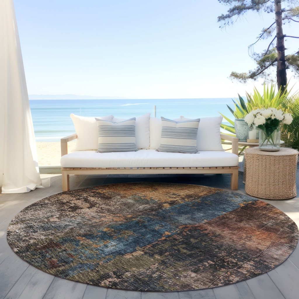 Nayara Blue Washable Indoor - Outdoor Rug - LOOMLAN - LOOMLAN Rugs - Outdoor Rugs