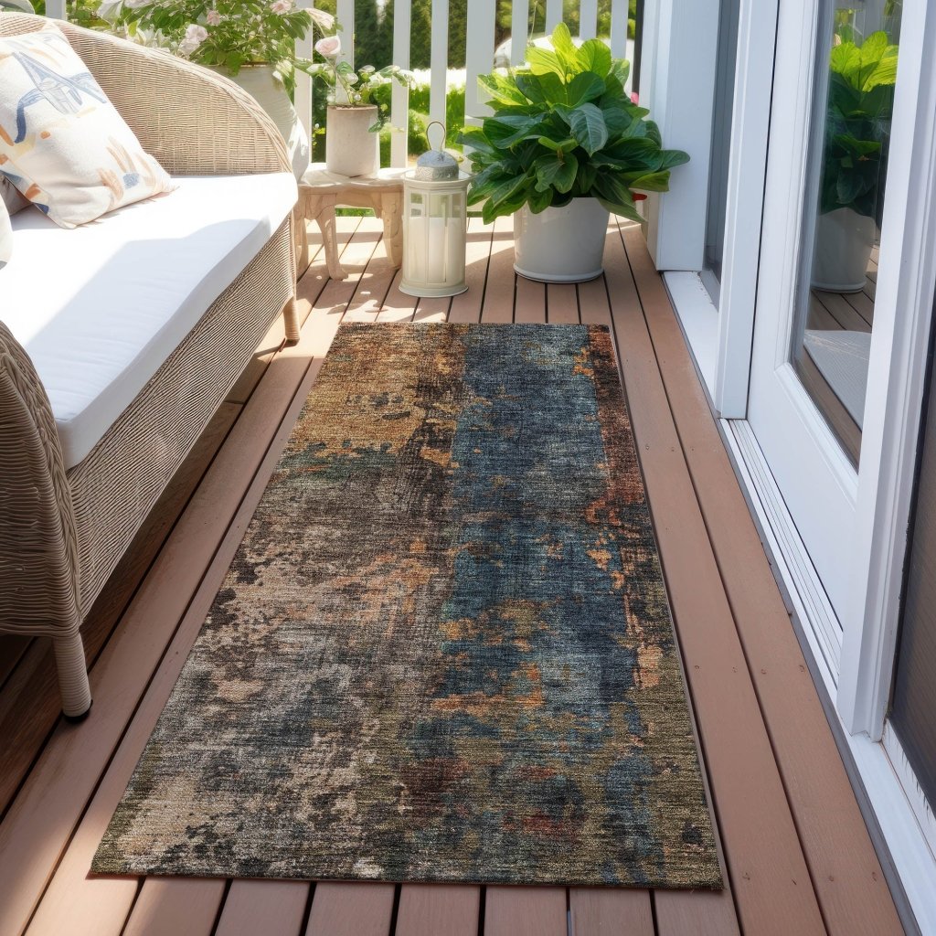 Nayara Blue Washable Indoor - Outdoor Rug - LOOMLAN - LOOMLAN Rugs - Outdoor Rugs