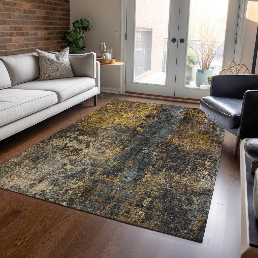 LOOMLAN Rugs Nayara Gray Washable Indoor-Outdoor Rug