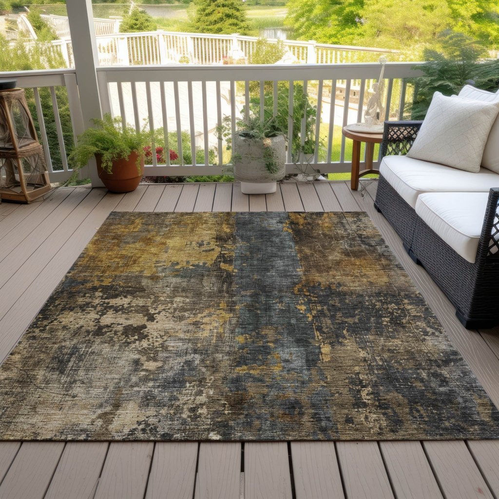 LOOMLAN Rugs Nayara Gray Washable Indoor-Outdoor Rug