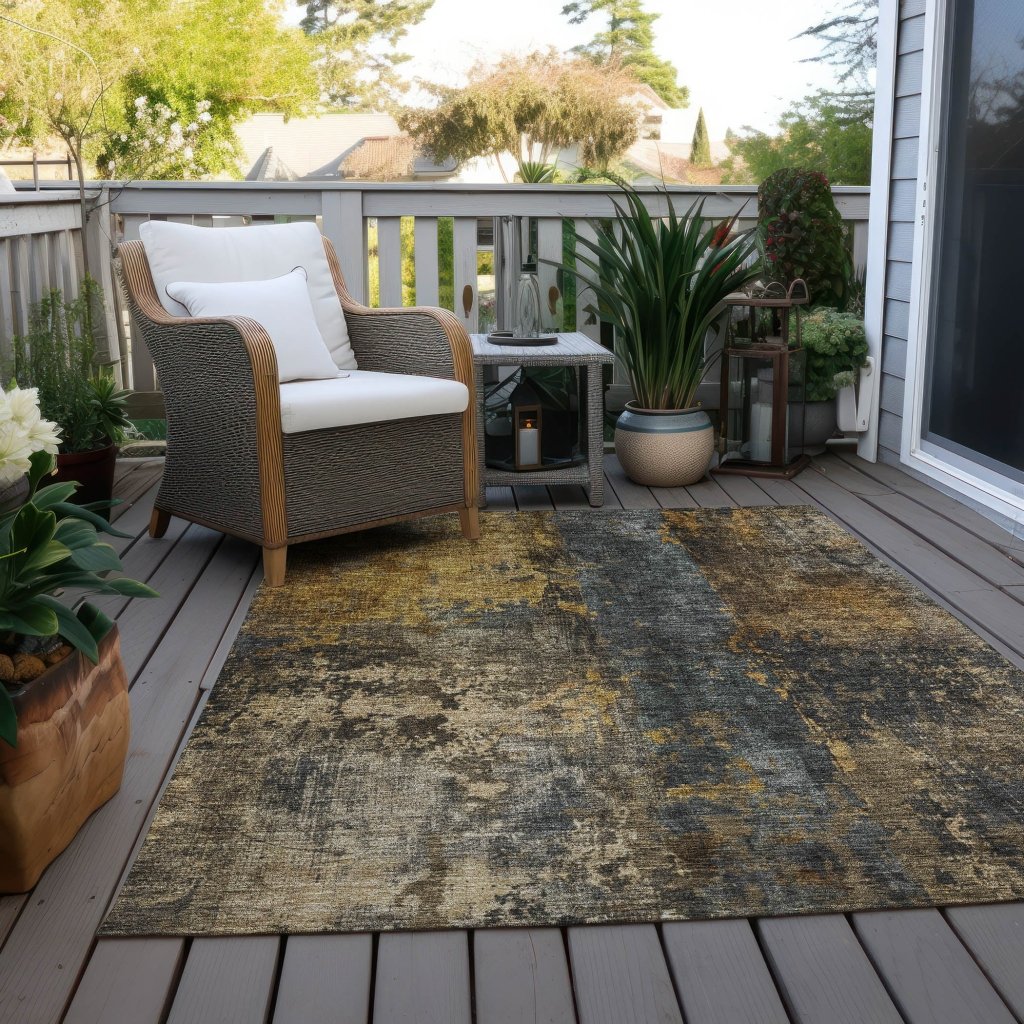 LOOMLAN Rugs Nayara Gray Washable Indoor-Outdoor Rug