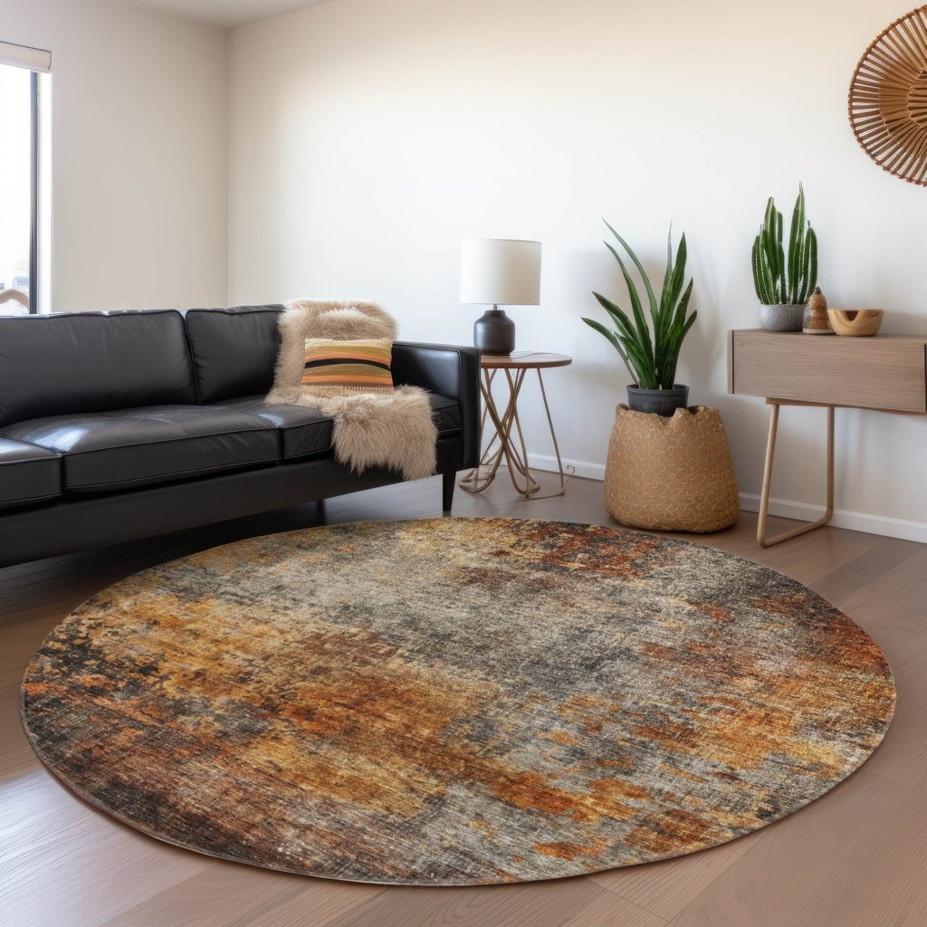 LOOMLAN Rugs Nazeera Orange Washable Indoor-Outdoor Rug