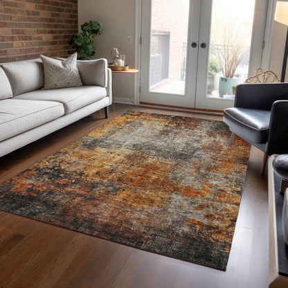 LOOMLAN Rugs Nazeera Orange Washable Indoor-Outdoor Rug