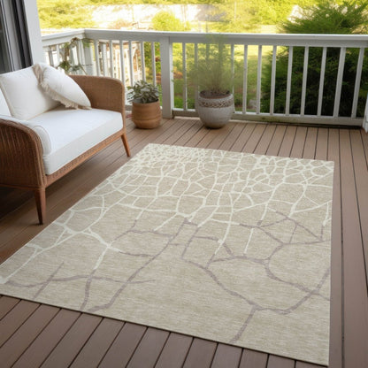 LOOMLAN Rugs Nazira Beige Washable Indoor-Outdoor Rug