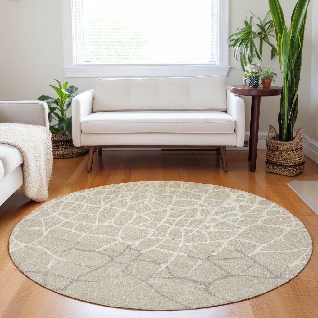 LOOMLAN Rugs Nazira Beige Washable Indoor-Outdoor Rug