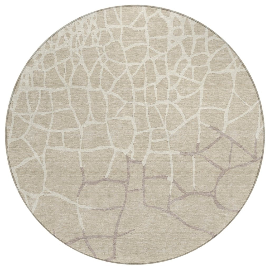 LOOMLAN Rugs Nazira Beige Washable Indoor-Outdoor Rug