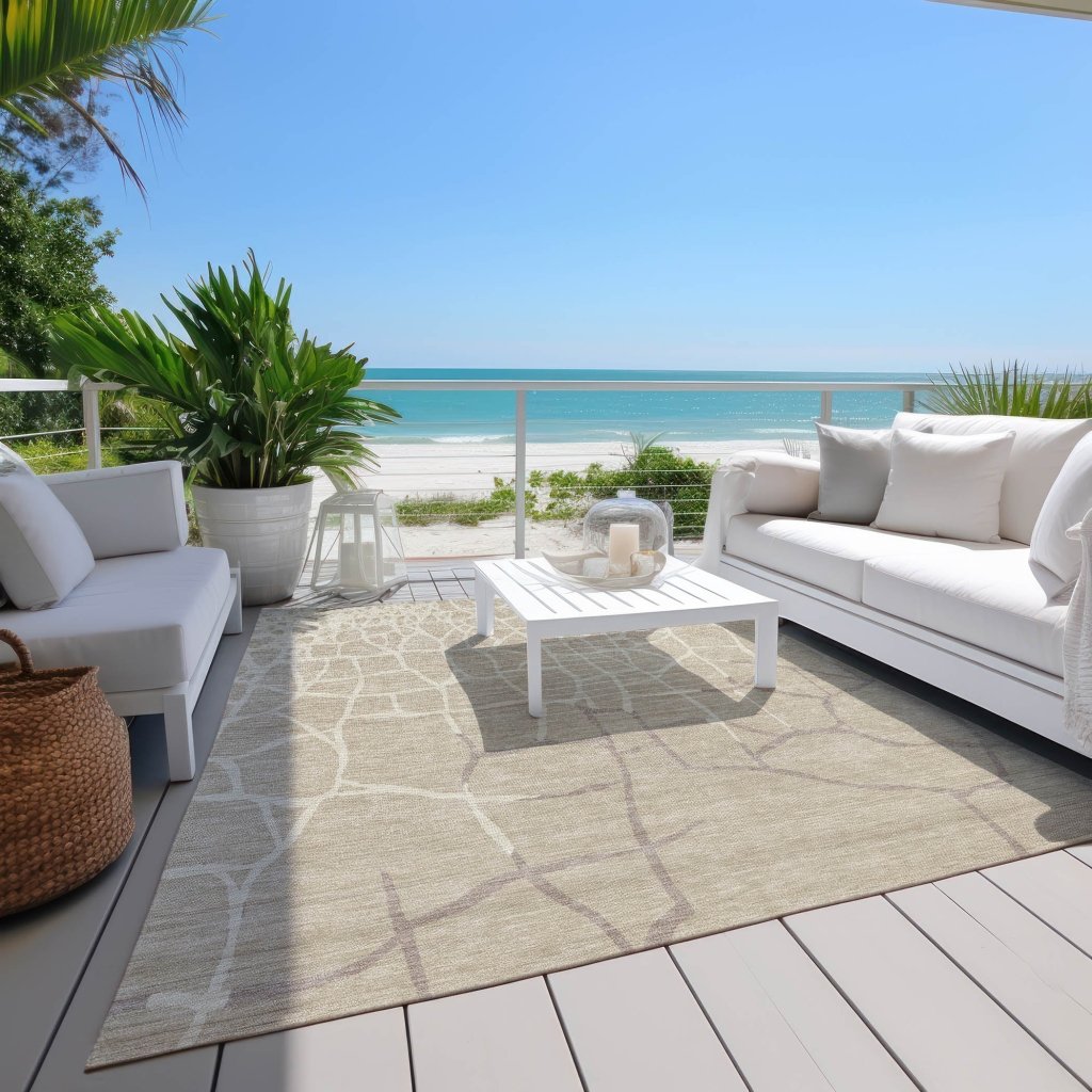 LOOMLAN Rugs Nazira Beige Washable Indoor-Outdoor Rug