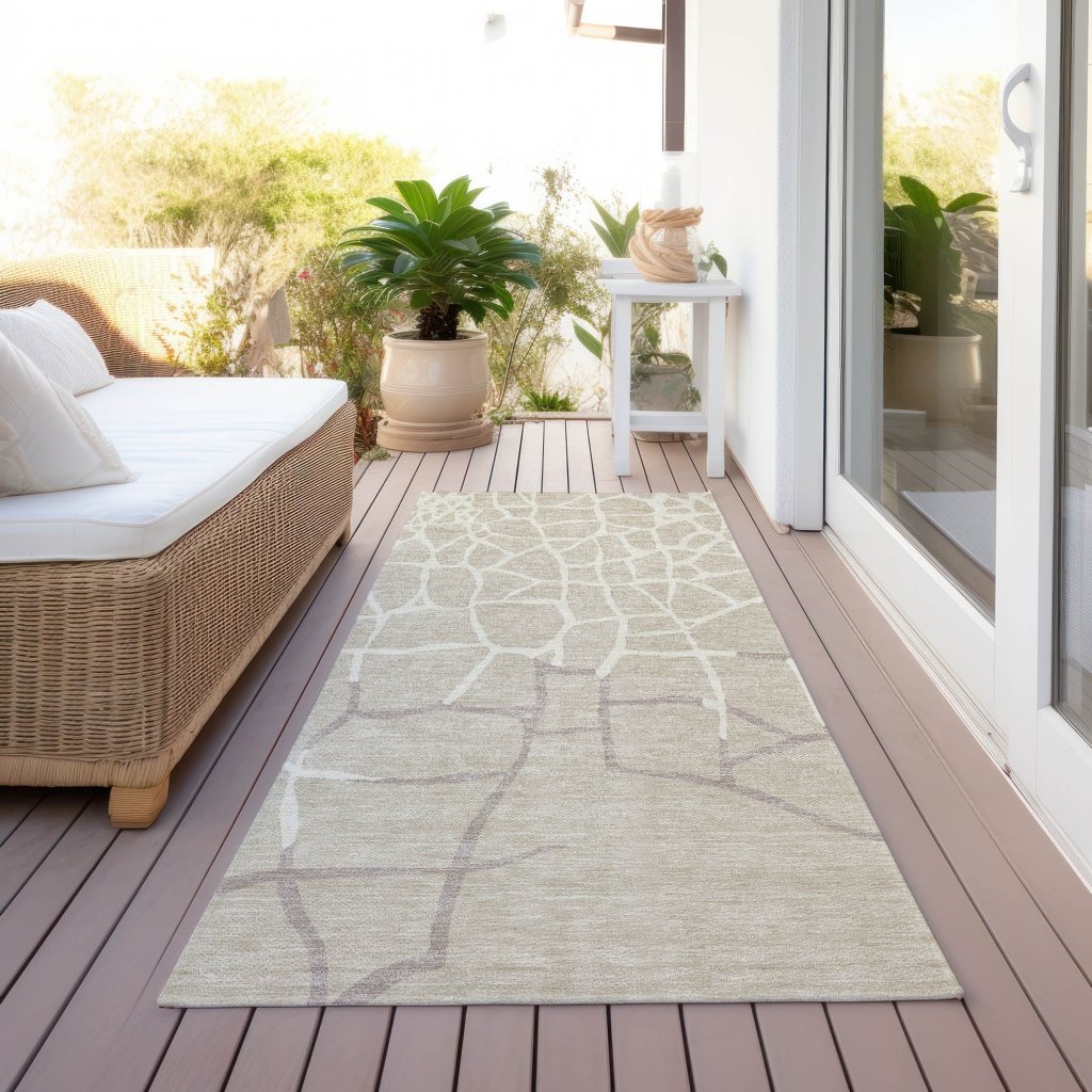 LOOMLAN Rugs Nazira Beige Washable Indoor-Outdoor Rug