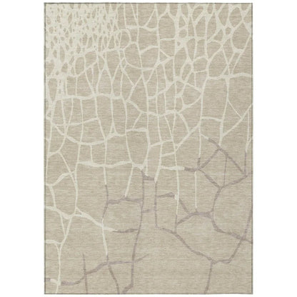 LOOMLAN Rugs Nazira Beige Washable Indoor-Outdoor Rug