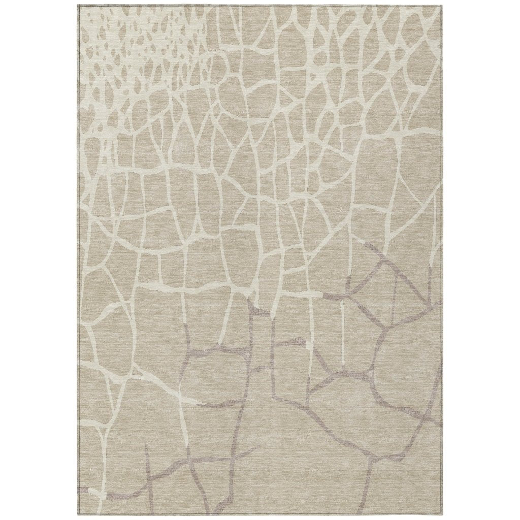 LOOMLAN Rugs Nazira Beige Washable Indoor-Outdoor Rug