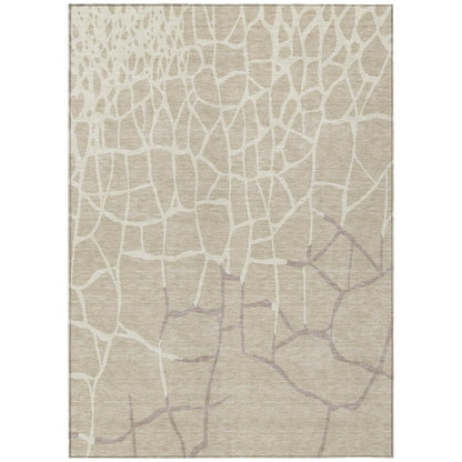 LOOMLAN Rugs Nazira Beige Washable Indoor-Outdoor Rug
