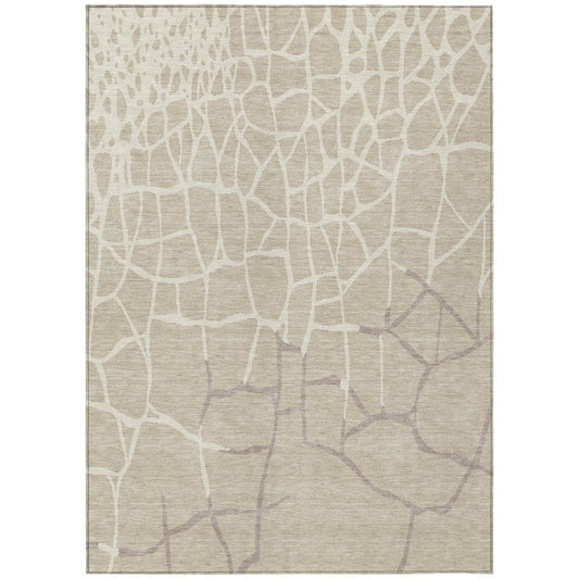 LOOMLAN Rugs Nazira Beige Washable Indoor-Outdoor Rug