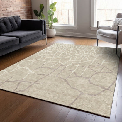 LOOMLAN Rugs Nazira Beige Washable Indoor-Outdoor Rug