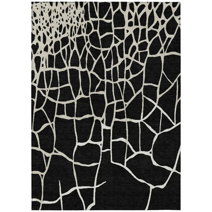 LOOMLAN Rugs Nazira Black Washable Indoor-Outdoor Rug