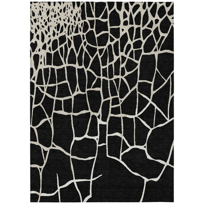 LOOMLAN Rugs Nazira Black Washable Indoor-Outdoor Rug