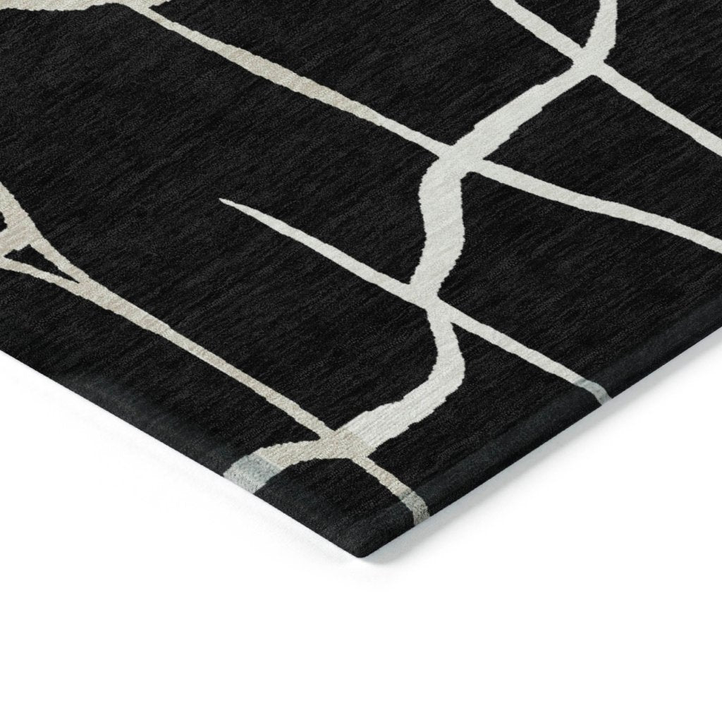 LOOMLAN Rugs Nazira Black Washable Indoor-Outdoor Rug