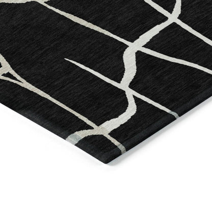LOOMLAN Rugs Nazira Black Washable Indoor-Outdoor Rug