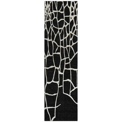 LOOMLAN Rugs Nazira Black Washable Indoor-Outdoor Rug