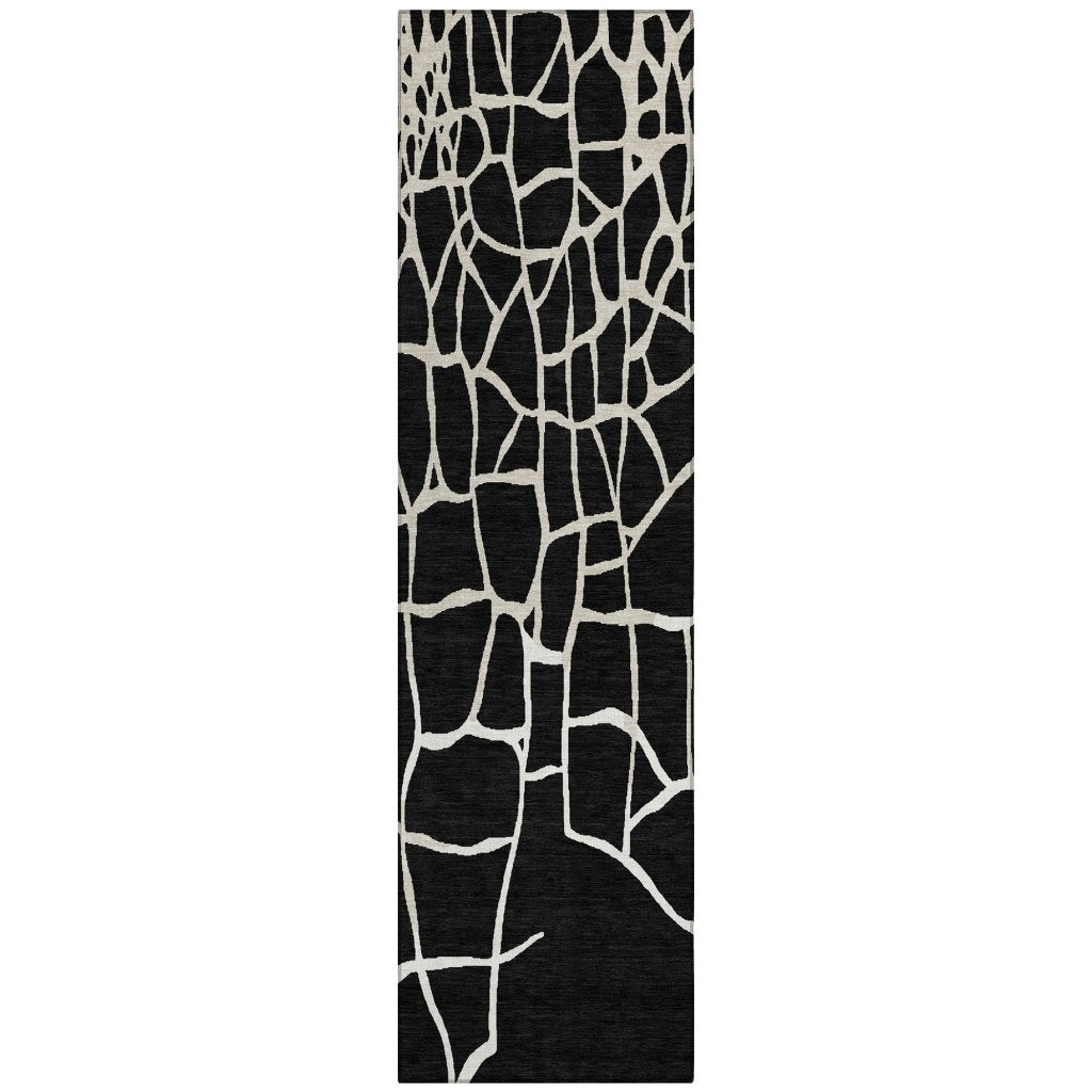 LOOMLAN Rugs Nazira Black Washable Indoor-Outdoor Rug