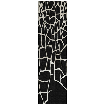 LOOMLAN Rugs Nazira Black Washable Indoor-Outdoor Rug