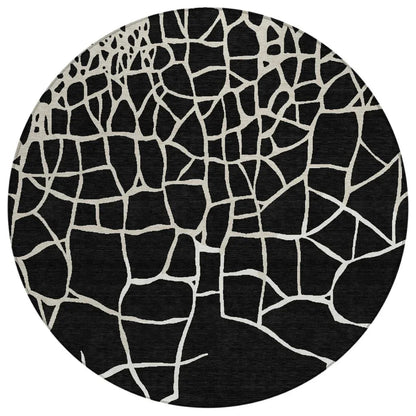 LOOMLAN Rugs Nazira Black Washable Indoor-Outdoor Rug