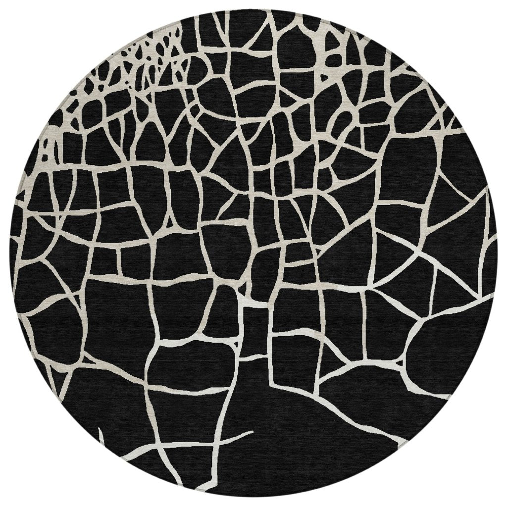 LOOMLAN Rugs Nazira Black Washable Indoor-Outdoor Rug