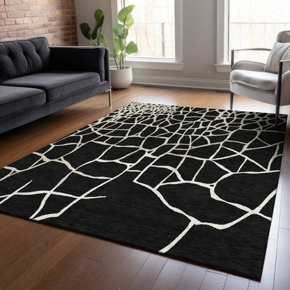 LOOMLAN Rugs Nazira Black Washable Indoor-Outdoor Rug