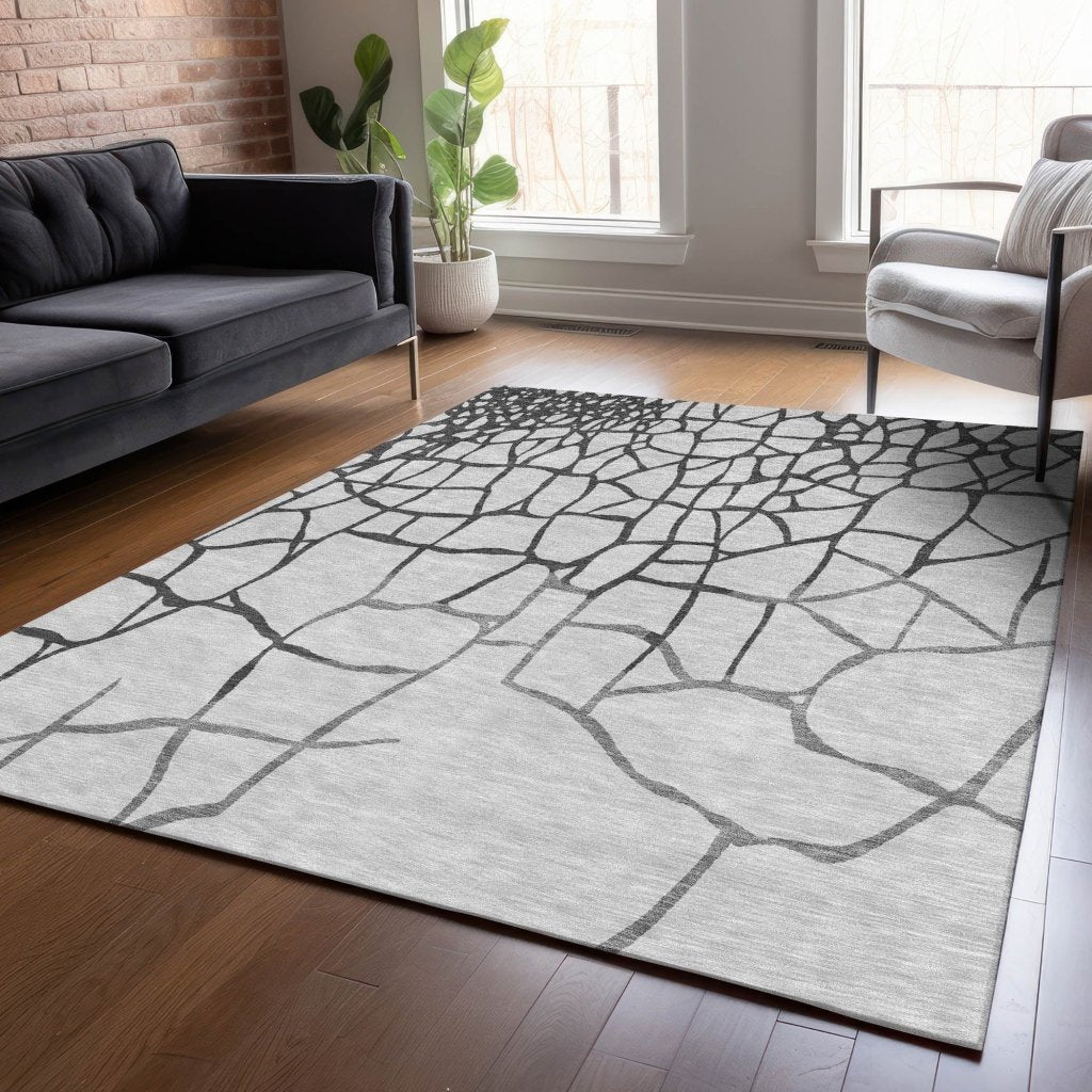 LOOMLAN Rugs Nazira Gray Washable Indoor-Outdoor Rug
