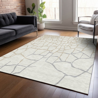 LOOMLAN Rugs Nazira Ivory Washable Indoor-Outdoor Rug