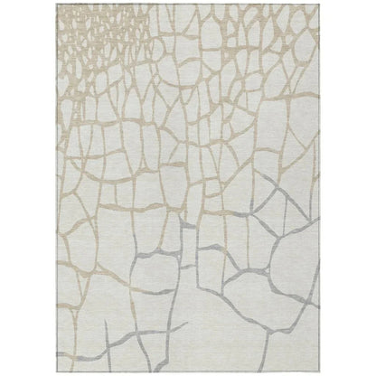 LOOMLAN Rugs Nazira Ivory Washable Indoor-Outdoor Rug