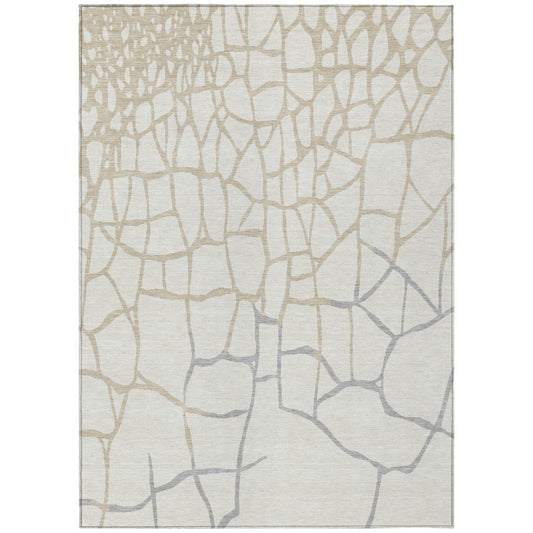 LOOMLAN Rugs Nazira Ivory Washable Indoor-Outdoor Rug
