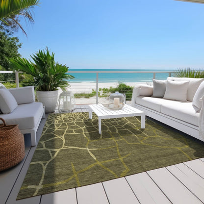 LOOMLAN Rugs Nazira Olive Washable Indoor-Outdoor Rug