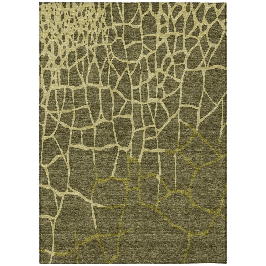 LOOMLAN Rugs Nazira Olive Washable Indoor-Outdoor Rug