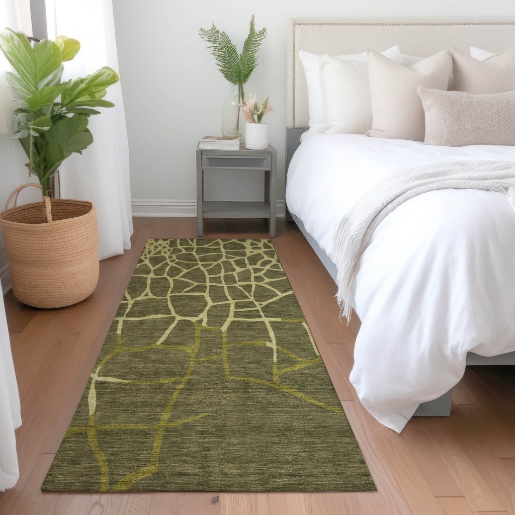 LOOMLAN Rugs Nazira Olive Washable Indoor-Outdoor Rug