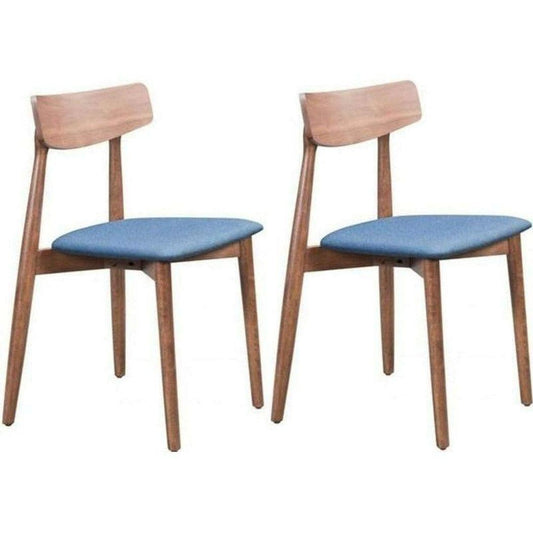 Newman Dining Chair (Set of 2) Walnut & Blue - Sideboards and Things Accents_Natural, Back Type_With Back, Brand_Zuo Modern, Color_Blue, Color_Natural, Depth_10-20, Height_30-40, Materials_Wood, Number of Pieces_2PC Set, Product Type_Dining Height, Upholstery Type_Fabric Blend, Upholstery Type_Polyester, Width_10-20, Wood Species_Rubberwood, Wood Species_Walnut