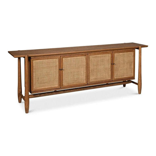 Sarreid Nido Natural Wood 4 Door Rattan Sideboard