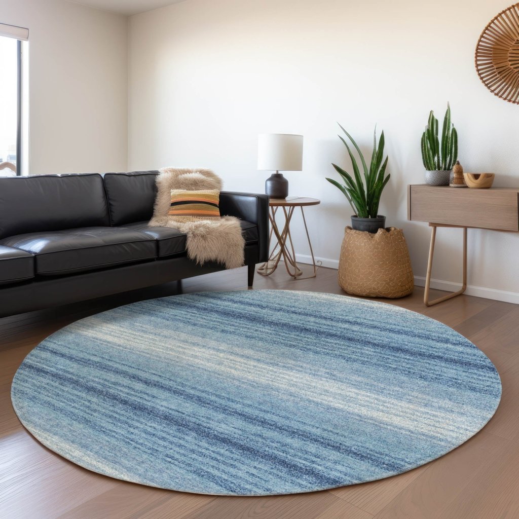 LOOMLAN Rugs Nira Blue Washable Indoor-Outdoor Rug