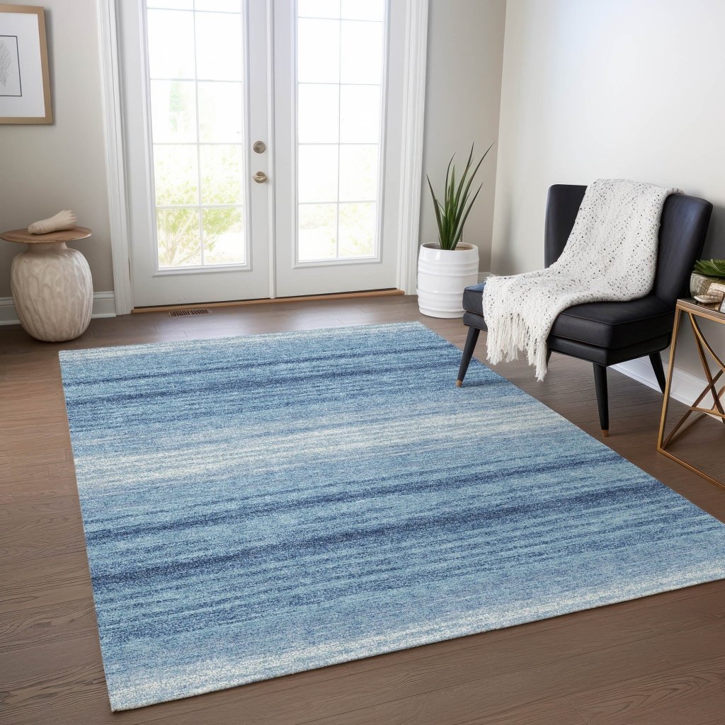 LOOMLAN Rugs Nira Blue Washable Indoor-Outdoor Rug
