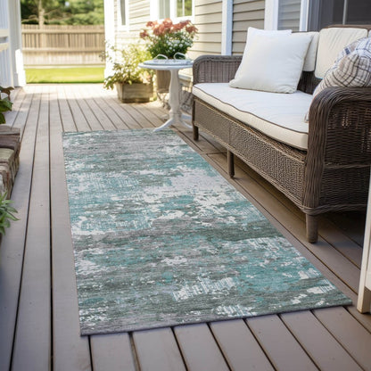 LOOMLAN Rugs Nixane Blue Washable Indoor-Outdoor Rug