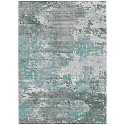 LOOMLAN Rugs Nixane Blue Washable Indoor-Outdoor Rug