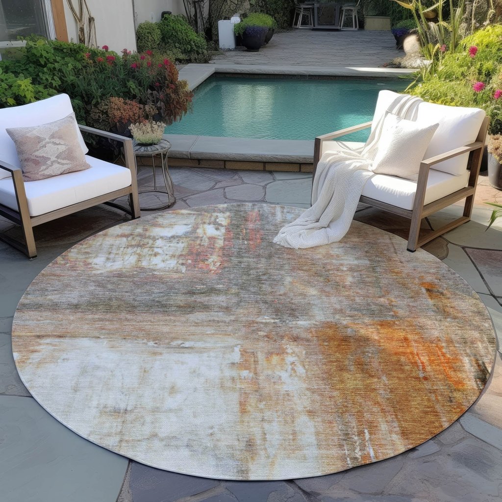 LOOMLAN Rugs Nocturne Orange Washable Indoor-Outdoor Rug