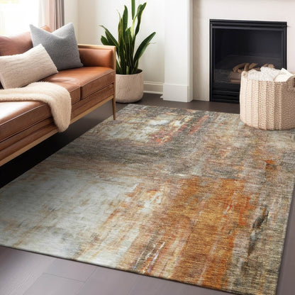 LOOMLAN Rugs Nocturne Orange Washable Indoor-Outdoor Rug
