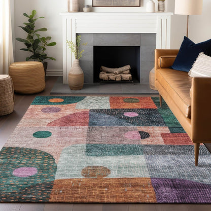 LOOMLAN Rugs Noel Orange Washable Indoor-Outdoor Rug