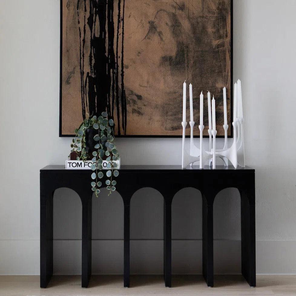 Noir Bridge Rectangular Wood Console Table