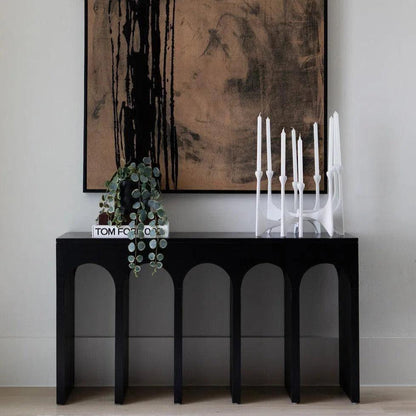 Noir Bridge Rectangular Wood Console Table