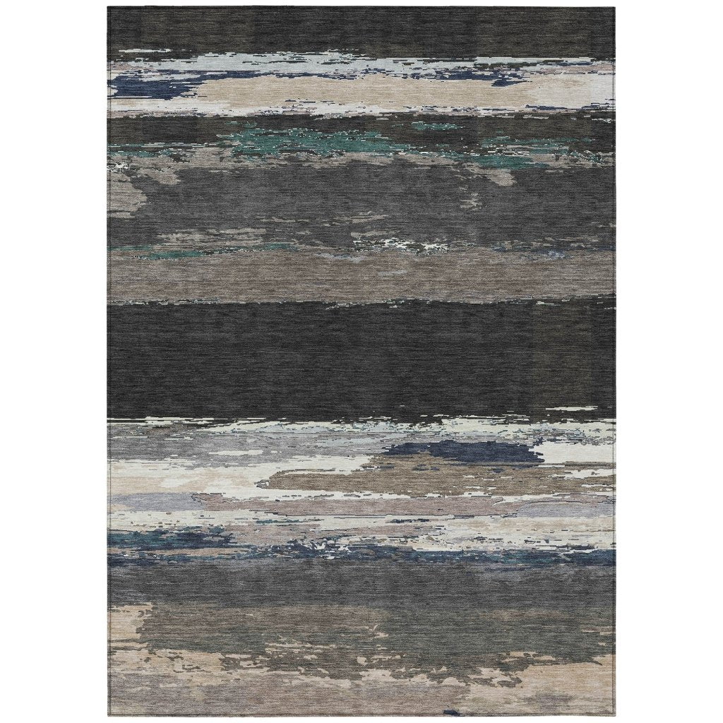 LOOMLAN Rugs Nomaria Black Washable Indoor-Outdoor Rug
