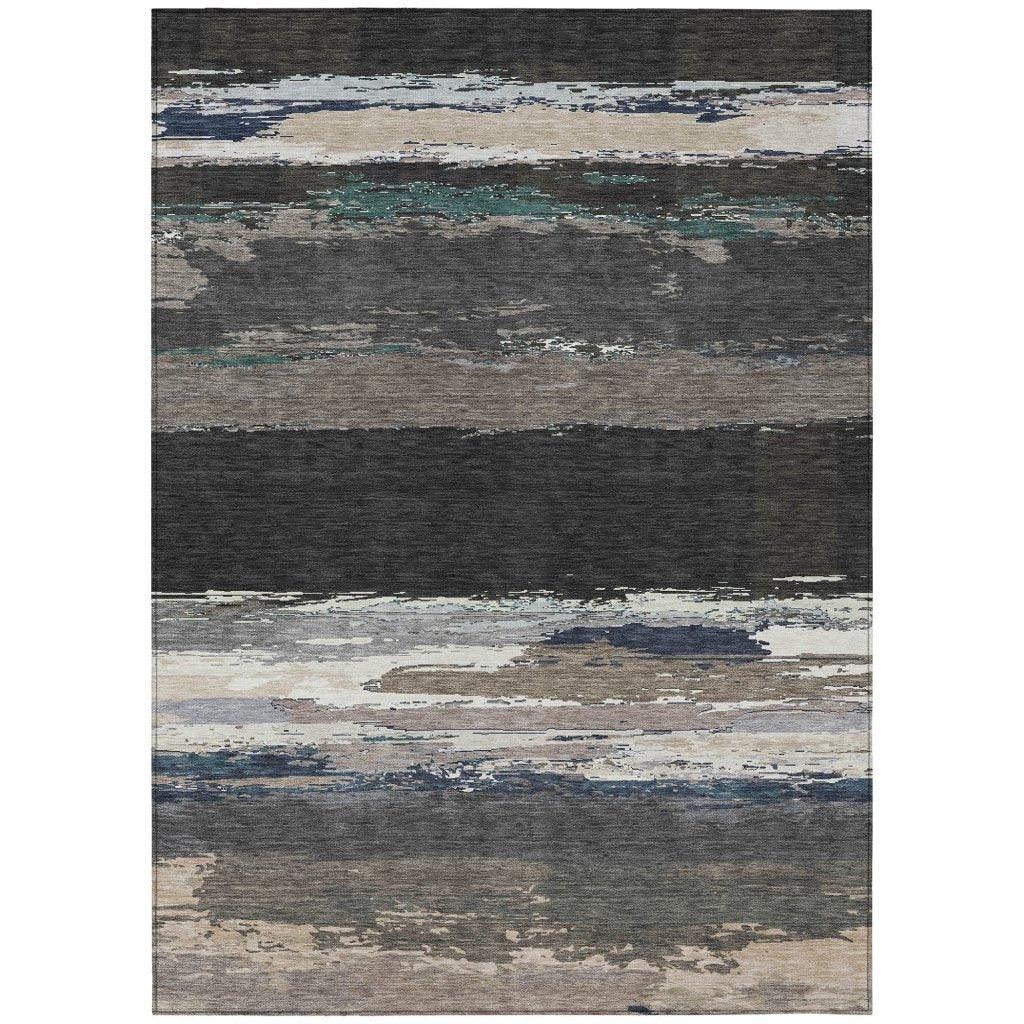 LOOMLAN Rugs Nomaria Black Washable Indoor-Outdoor Rug