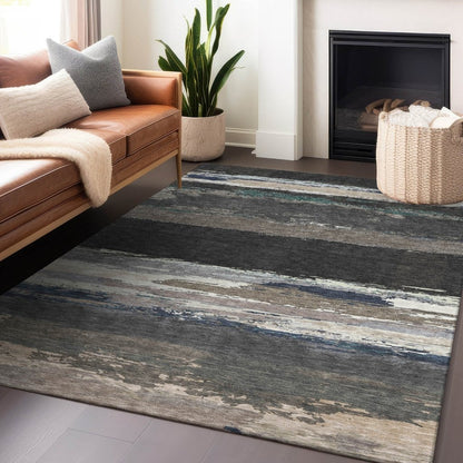 LOOMLAN Rugs Nomaria Black Washable Indoor-Outdoor Rug
